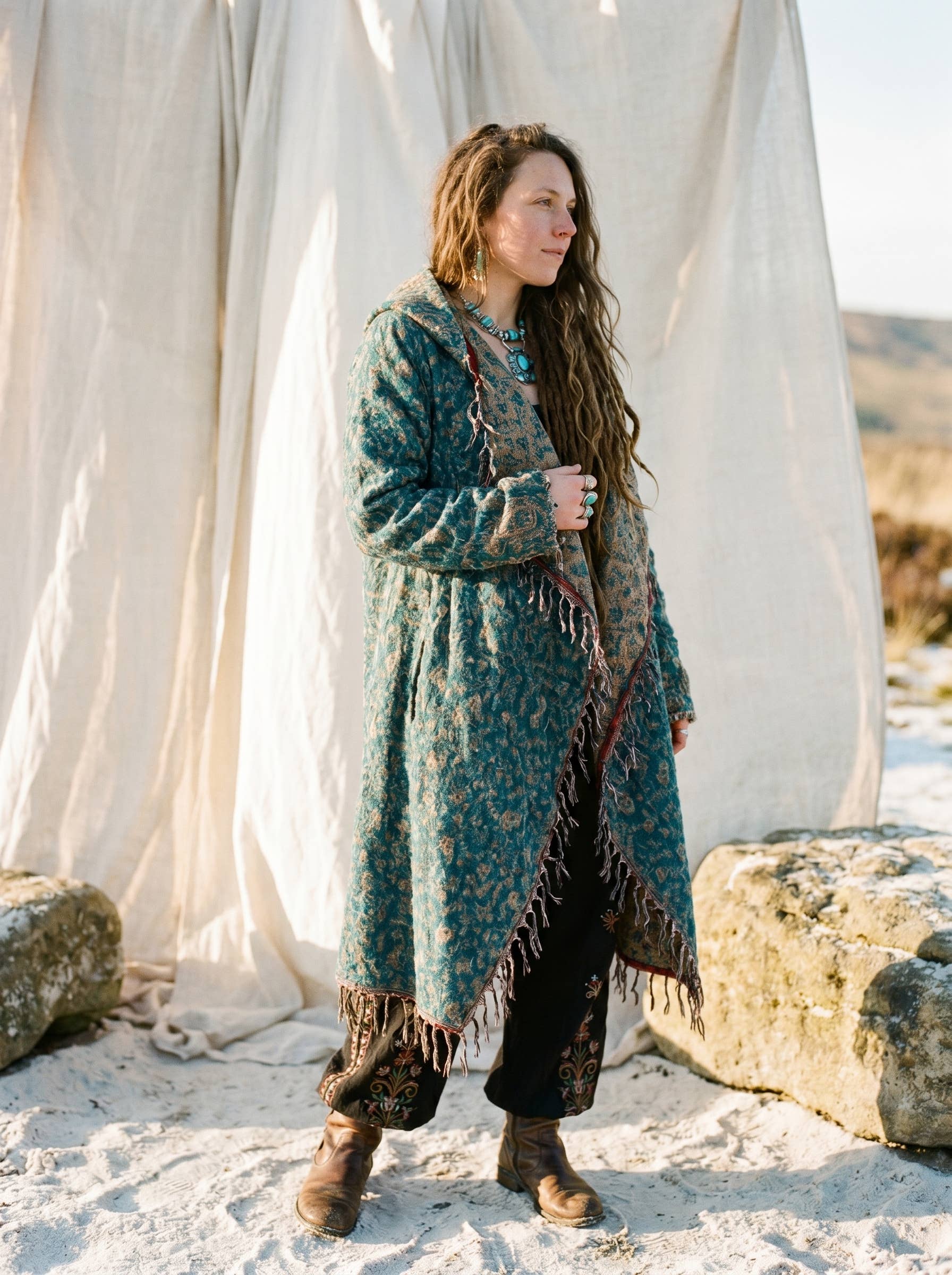 Kia Kimono Cloak - Fringed Festival Coat