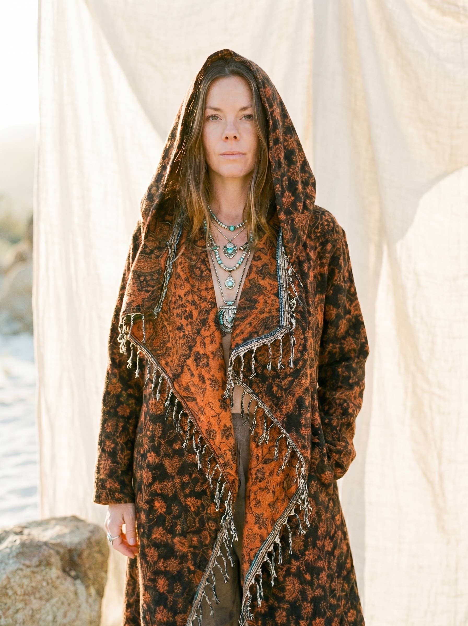 Kia Kimono Cloak - Fringed Festival Coat