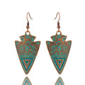 Bohemian Vintage Metal Triangle Pendant Earrings
