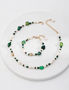 Green Agate With Pearl Beaded Bracelet-2