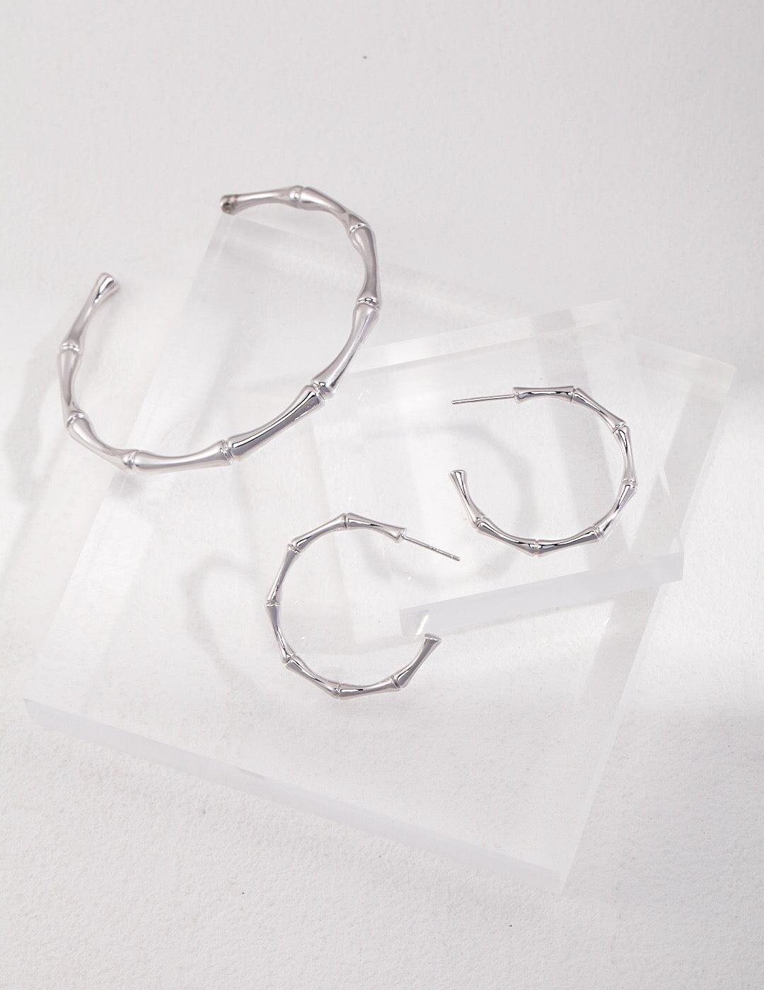 Bamboo Open Hoop Earrings-2