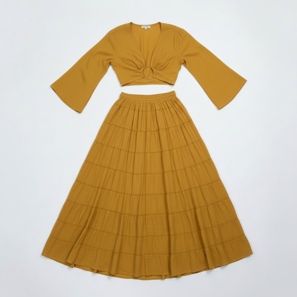 Solstice Boho Skirt with Ruffle Sleeve Top Set