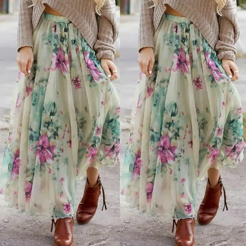 Bohemian Maxi Skirt - Women's Midi Skirt
