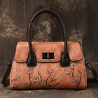 Vintage Leather Tote Bag for Women - Casual Shoulder Bag