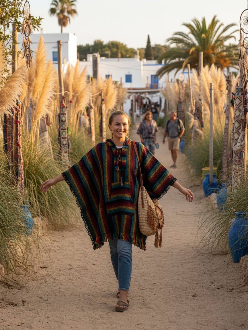 Free-Spirited Hooded Boho Poncho