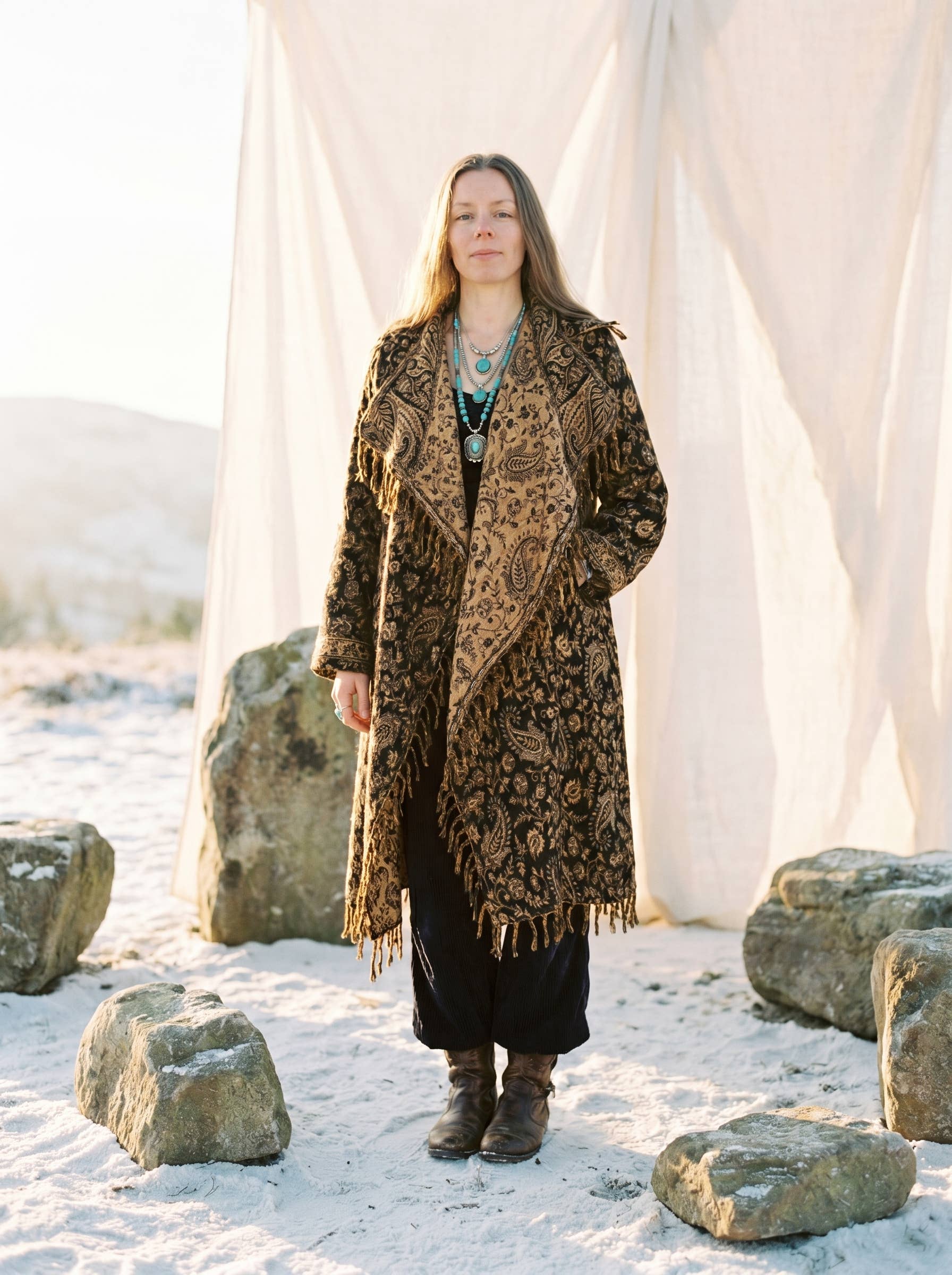 Kia Kimono Cloak - Fringed Festival Coat