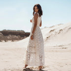 Boho Summer Lace V Neck Beach Dress