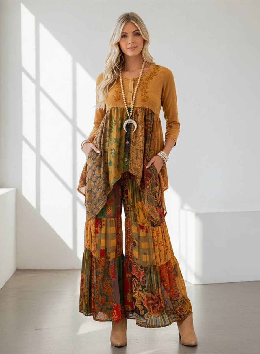 Retro Bohemian Wide Leg Palazzo's