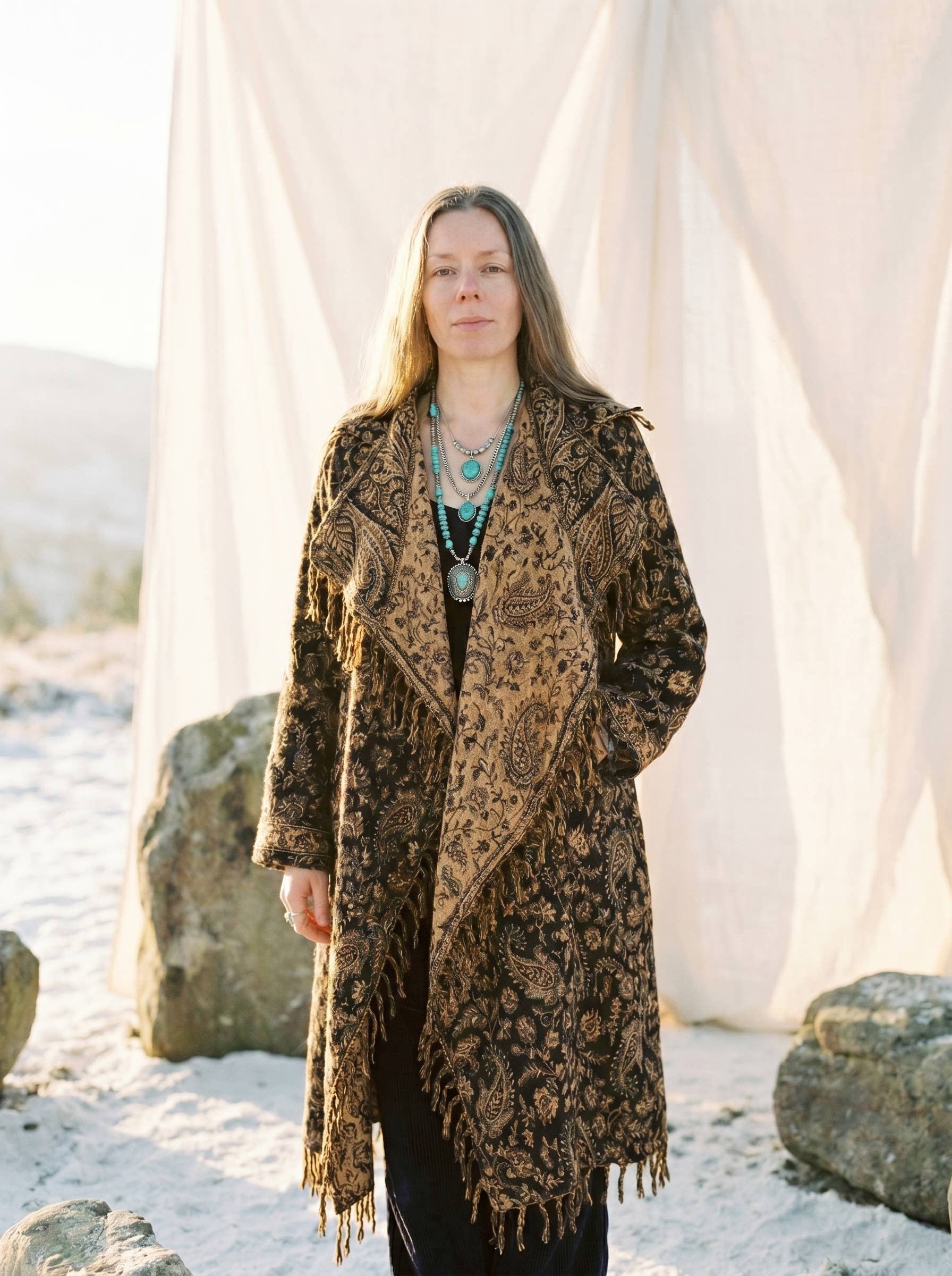 Kia Kimono Cloak - Fringed Festival Coat