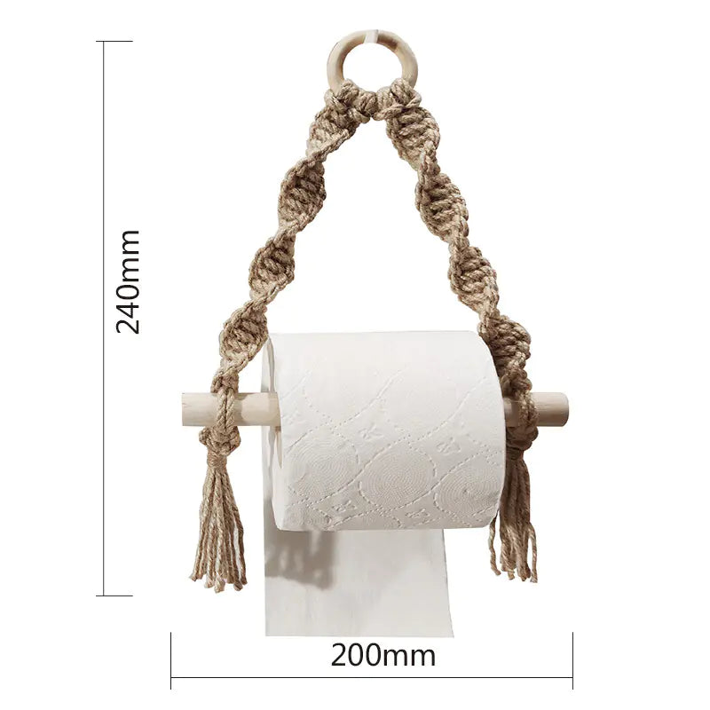 Bohemian Macrame Toilet Paper Holder and Rack
