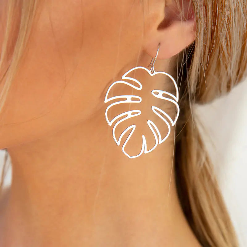 Bohemian Leaf Earrings with Geometric Design