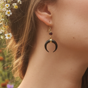 Midnight Moon Black Pearl Earrings