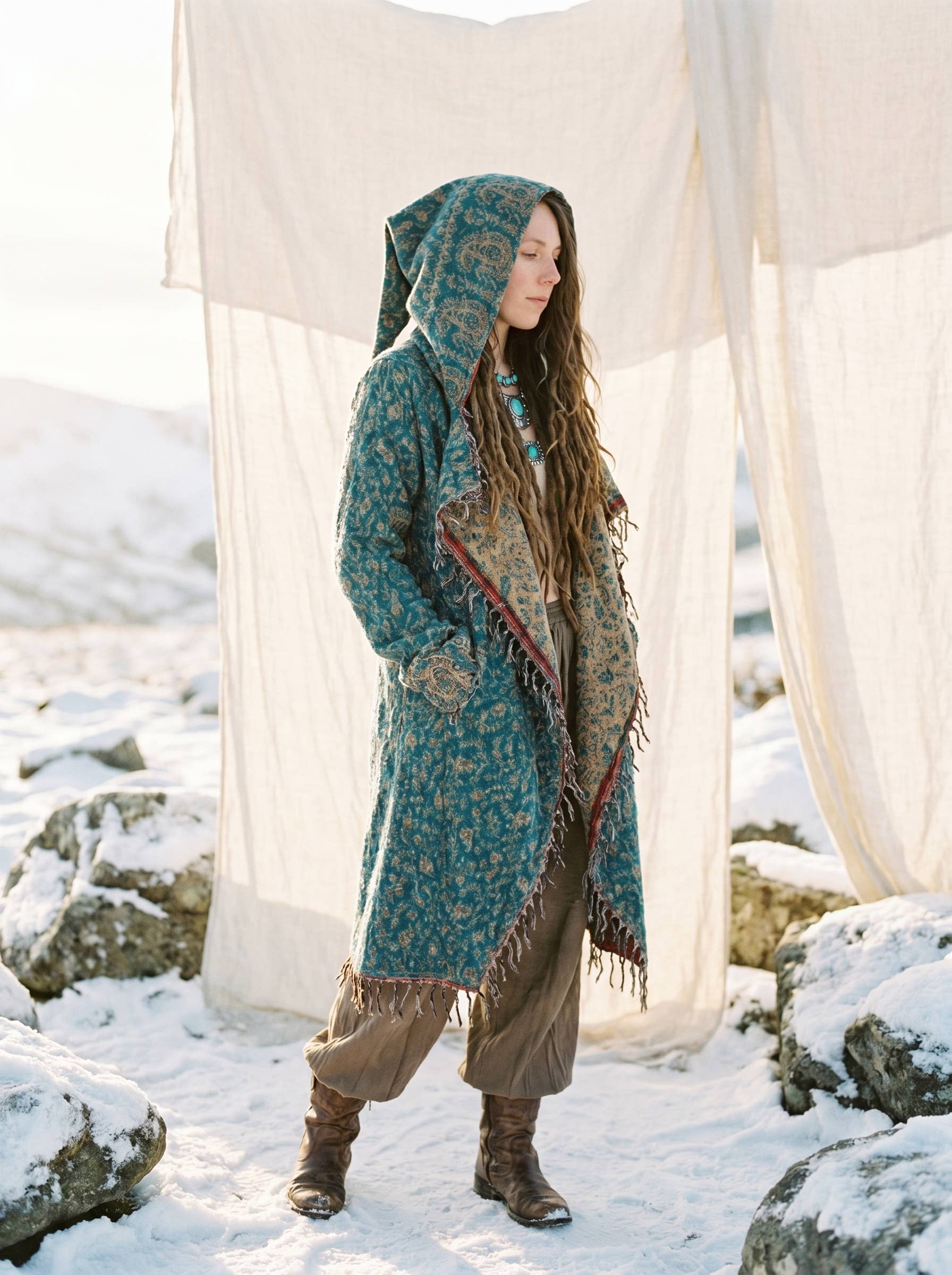Kia Kimono Cloak - Fringed Festival Coat