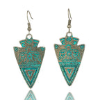 Bohemian Vintage Metal Triangle Pendant Earrings