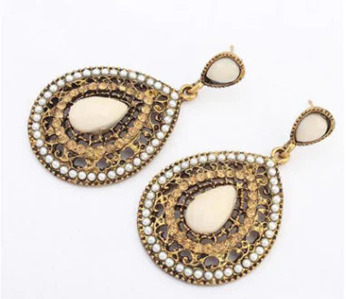 Bohemian Style Drop Earrings with Rhinestones