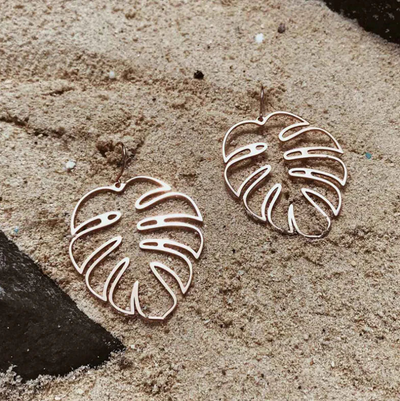 Bohemian Leaf Earrings with Geometric Design
