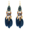 Bohemian Vintage Feather Earrings - Statement Jewelry