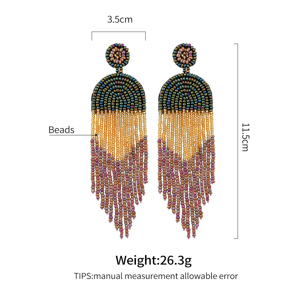 Handmade Bohemian Colorful Bead Earrings (Hypoallergenic)