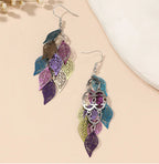 Bohemian Botanical Earrings with Colorful Flowers (Pair)
