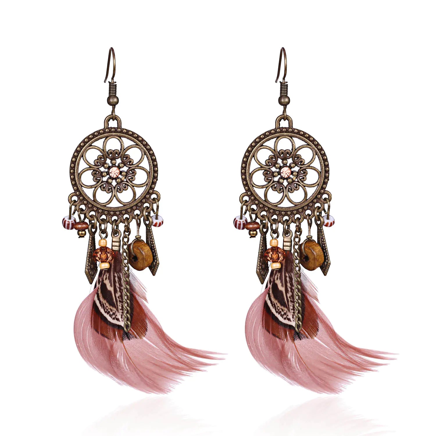 Bohemian Dreamcatcher Feather Earrings Wholesale