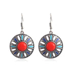 Bohemian Style Red Gemstone Pendant Earrings