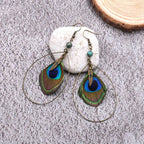 Bohemian Vintage Natural Peacock Feather Earrings