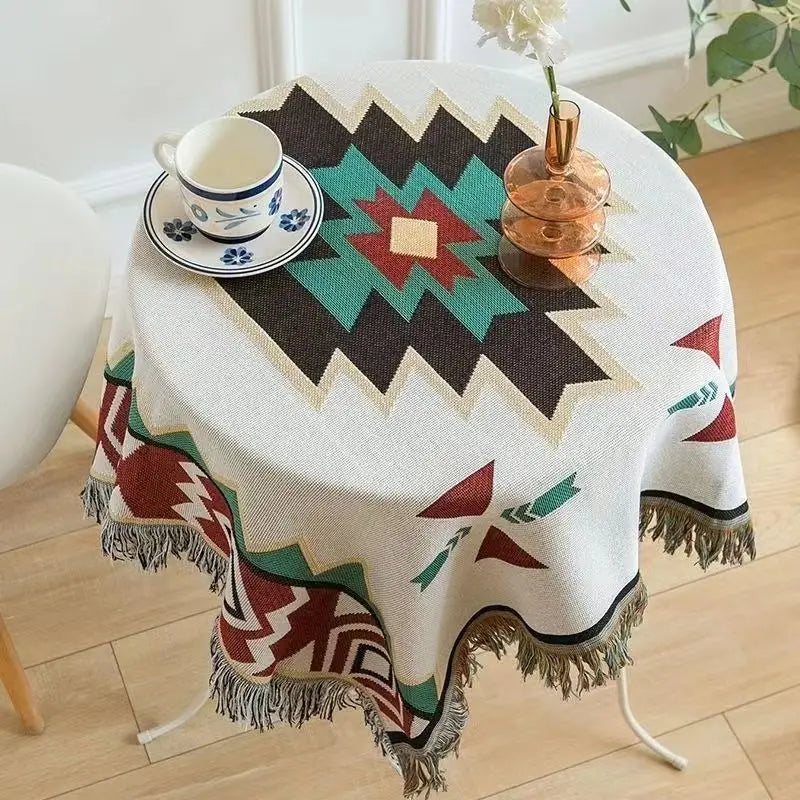 Bohemian Multipurpose Sofa Cushion Tablecloth Blanket