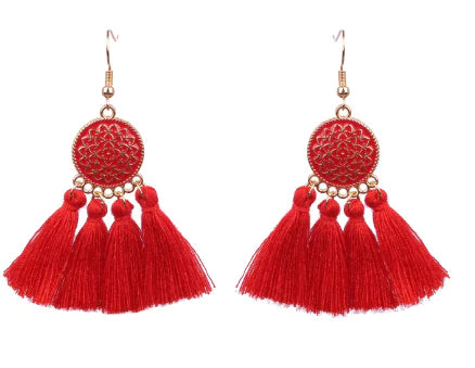 Bohemian Tassel Earrings with Hollow Design