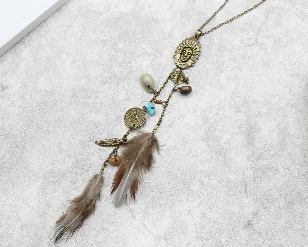 Bohemian Indian Coin Tassel Necklace (Wholesale)
