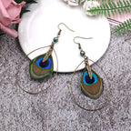 Bohemian Vintage Natural Peacock Feather Earrings