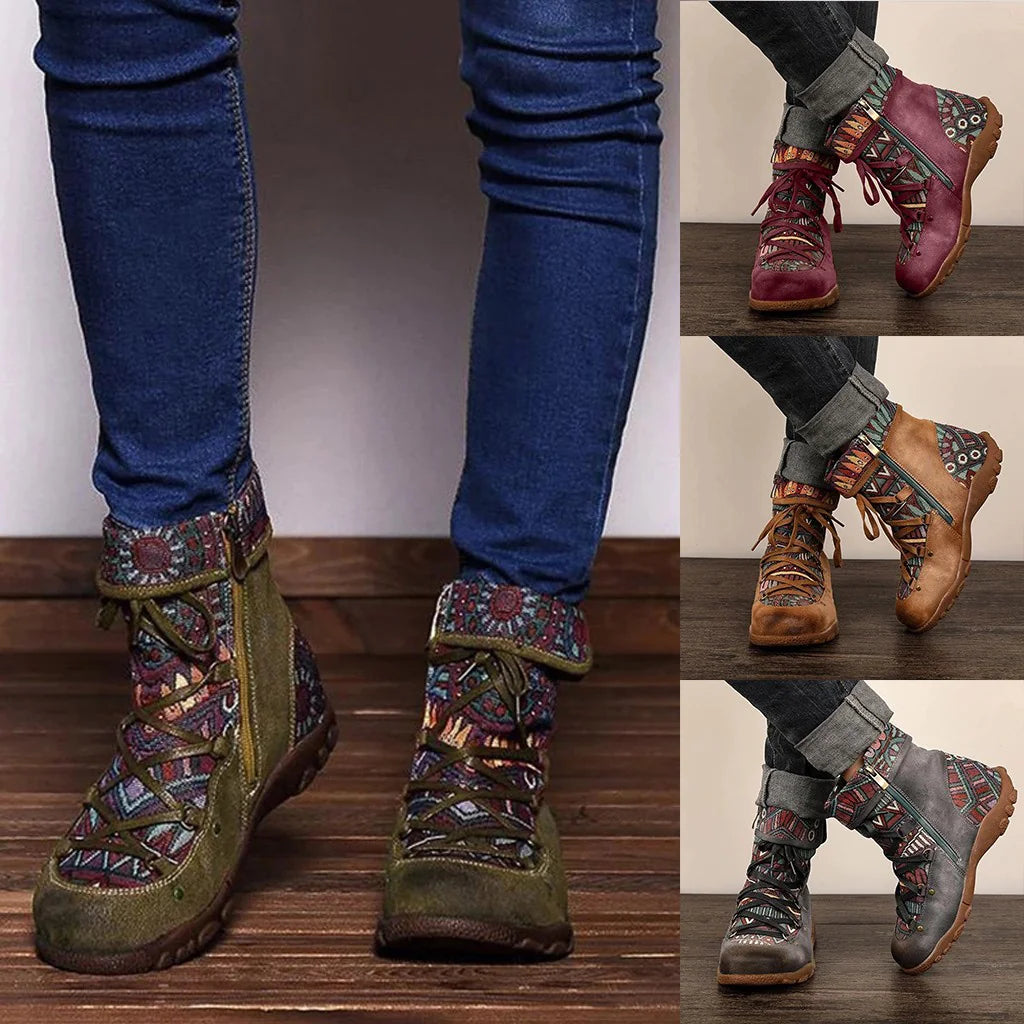 Bohemian Women's Lace-Up Boots