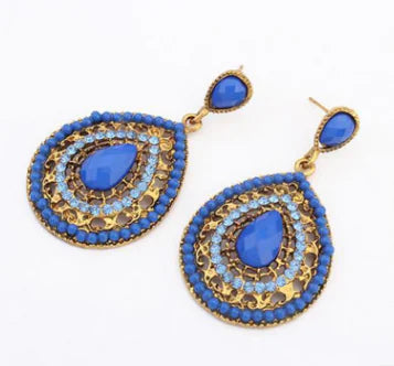 Bohemian Style Drop Earrings with Rhinestones