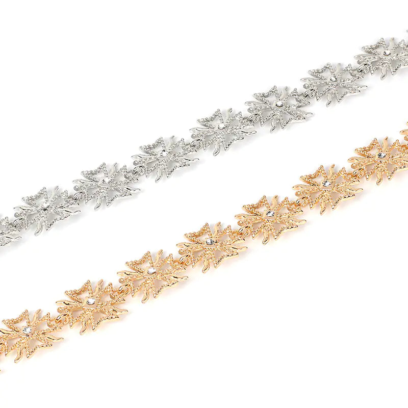 Bohemian Cross Pendant Necklace with Rhinestones