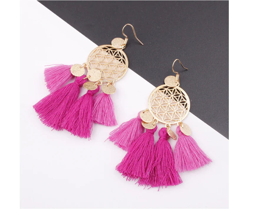 Bohemian Tassel Earrings with Hollow Design