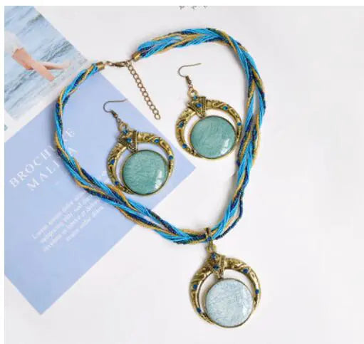 Handmade Bohemian Beaded Vintage Gemstone Necklace