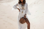 Boho Summer Lace V Neck Beach Dress
