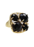 Black Agate With Zircon Statement Ring NR002-0