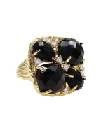 Black Agate With Zircon Statement Ring NR002-0