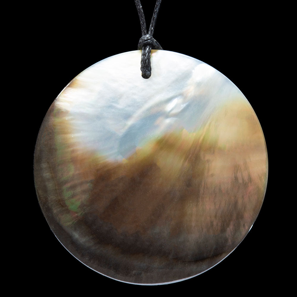 Small Black Pearl Disc Pendant-0