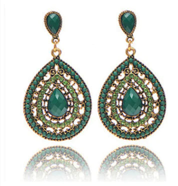 Bohemian Style Drop Earrings with Rhinestones