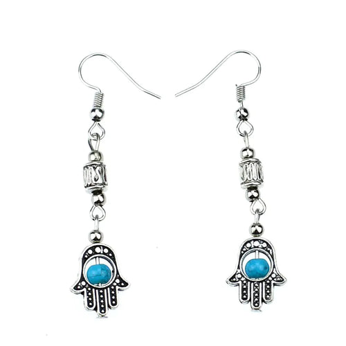 Bohemian Colorful Silver Beaded Hand Earrings