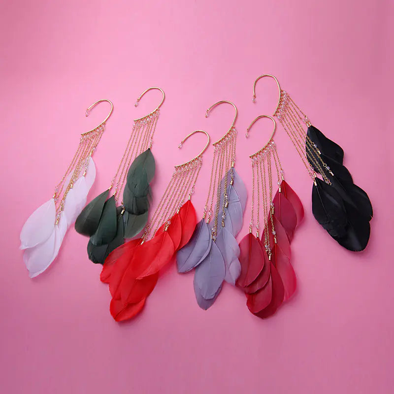Bohemian Long Tassel Feather Earrings