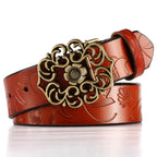 Vintage Leather Belt with Ethnic Style for Women