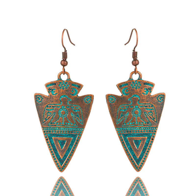 Bohemian Vintage Metal Triangle Pendant Earrings