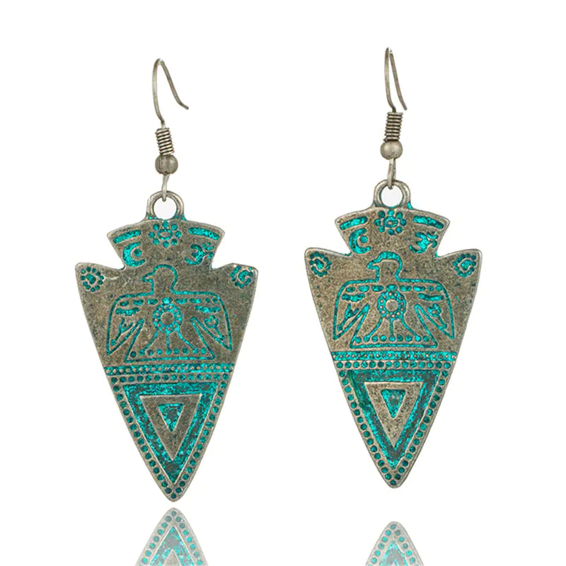 Bohemian Hollow Earrings with Totem Pendant