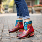 Lace-Up Women's Boots, Vintage Style Leather Cowboy Boots