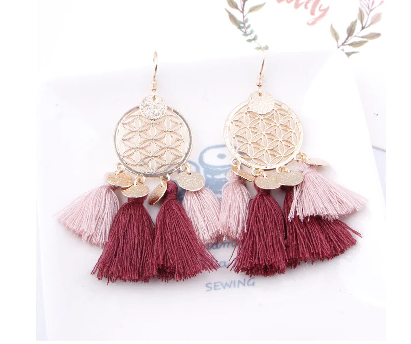 Bohemian Tassel Earrings with Hollow Design
