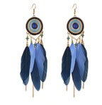 Bohemian Vintage Feather Earrings - Statement Jewelry