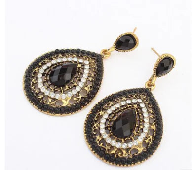 Bohemian Style Drop Earrings with Rhinestones