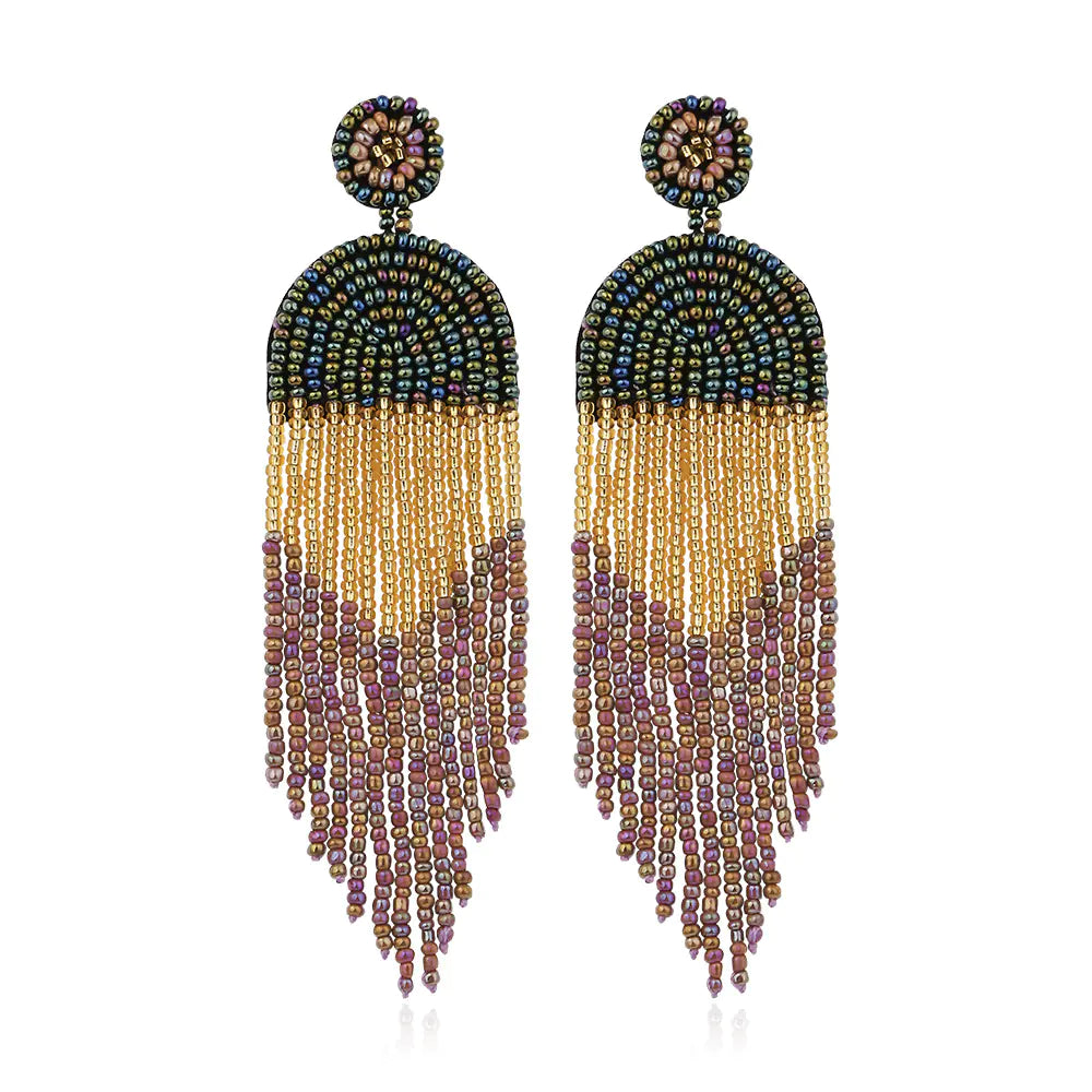 Handmade Bohemian Colorful Bead Earrings (Hypoallergenic)